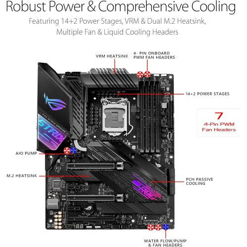 아수스 ASUS ROG Strix Z490 E Gaming Z490 WiFi 6, LGA 1200 (Intel 10th Gen) ATX Gaming Motherboard, 14+2 Power Stages, DDR4 4600, Intel 2.5 Gb Ethernet