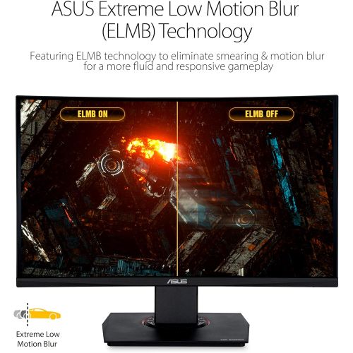 아수스 ASUS TUF Gaming 23.6 1080P Curved Monitor (VG24VQR) Full HD, 165Hz, 1ms, Extreme Low Motion Blur, Speaker, Adaptive Sync, FreeSync Premium, Shadow Boost, VESA Mountable, DisplayP