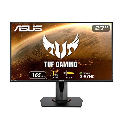 아수스 ASUS TUF Gaming 27” 1080P Monitor (VG279QR) Full HD, IPS, 165Hz (Supports 144Hz), 1ms, Extreme Low Motion Blur, G SYNC Compatible, Shadow Boost, VESA Mountable, DisplayPort, HDMI