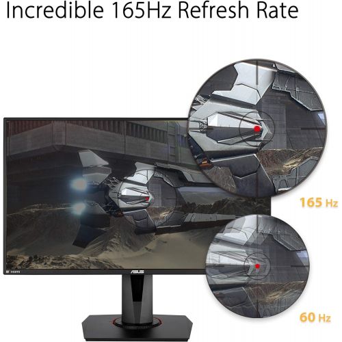 아수스 ASUS TUF Gaming 27” 1080P Monitor (VG279QR) Full HD, IPS, 165Hz (Supports 144Hz), 1ms, Extreme Low Motion Blur, G SYNC Compatible, Shadow Boost, VESA Mountable, DisplayPort, HDMI