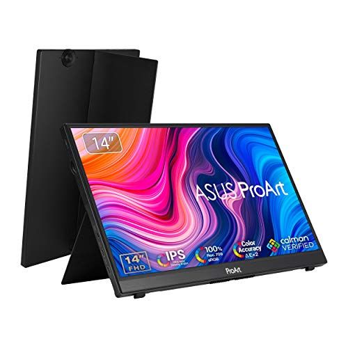 아수스 ASUS ProArt Display 14” 1080P Portable Touchscreen Monitor (PA148CTV) - Full HD, IPS, 100% sRGB/Rec.709 Calman Verified, USB-C Power Delivery, Micro HDMI, Tripod Socket