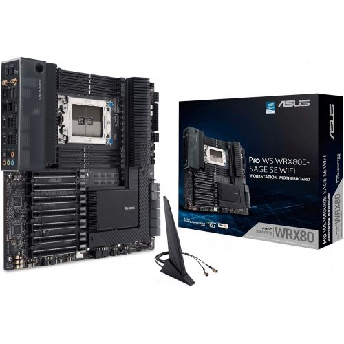 아수스 ASUS Pro WS WRX80E SAGE SE WIFI AMD Threadripper Pro EATX workstation motherboard (PCIe 4.0, ASMB9 iKVM, 2x10Gb LAN, 7xPCIe 4.0 X16 slots, 3xM.2,2xU.2 ports, 11 USB 3.2 Gen 2 ports