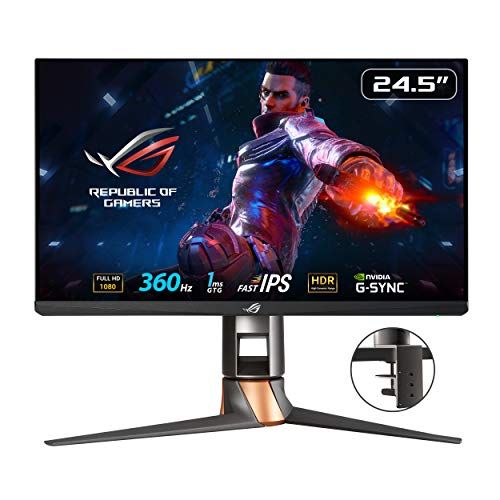 아수스 ASUS ROG Swift 360Hz PG259QNR 24.5” HDR Gaming Monitor, 1080P Full HD, Fast IPS, 1ms, G SYNC, ULMB, NVIDIA Reflex Latency Analyzer, HDMI DisplayPort USB, Desk Mount Kit, VESA Wall