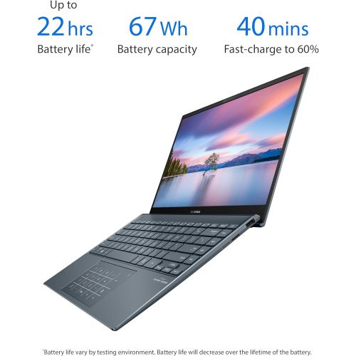 아수스 ASUS ZenBook 13 Ultra Slim Laptop 13.3” FHD NanoEdge Bezel Display, Intel Core i5 1035G1, 8GB LPDDR4X RAM, 256GB PCIe SSD, NumberPad, Thunderbolt, Wi Fi 6, Windows 10 Pro, Pine Gre