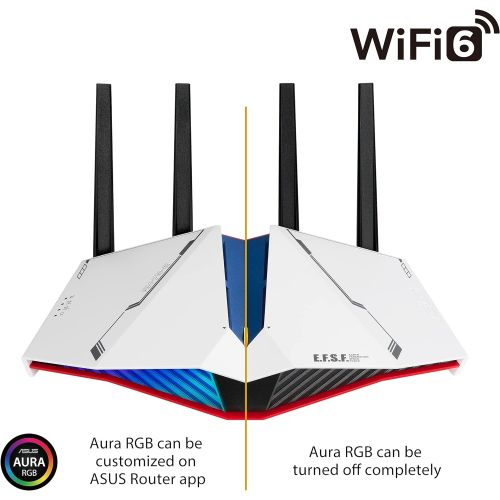 아수스 ASUS RT AX82U AX5400 Dual band WiFi 6 Gaming Router GUNDAM EDITION, Mesh WiFi, Lifetime Free Internet Security, Dedicated Gaming Port, Mobile Game Boost, MU MIMO, Streaming & Gamin