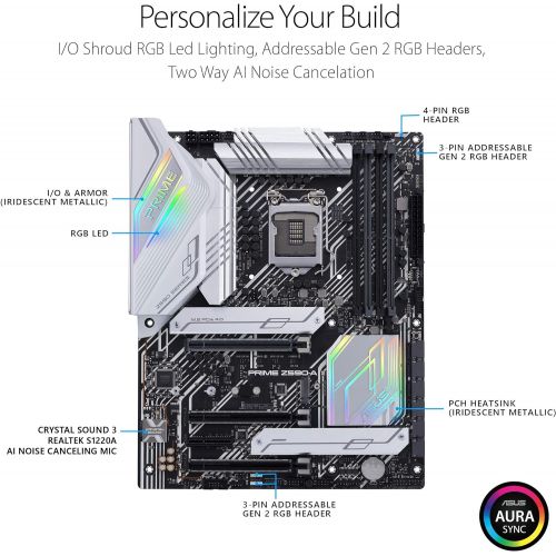 아수스 ASUS Prime Z590 A LGA 1200 (Intel11th/10th Gen) ATX Motherboard (14+2 DrMOS Power Stages,3X M.2, Intel 2.5 Gb LAN, USB 3.2 Front Panel Type C, Thunderbolt 4, Aura Sync RGB Light