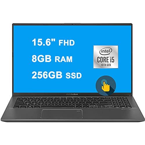 아수스 ASUS Flagship VivoBook 15 Thin and Light Laptop 15.6 FHD Touchscreen 10th Gen Intel Quad Core i5 1035G1 ( i7 8550U) 8GB RAM 256GB SSD Fingerprint USB C Webcam Win 10