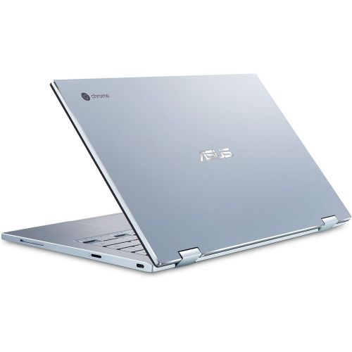 아수스 ASUS Chromebook Flip C433 2 in 1 Laptop, 14 Touchscreen FHD NanoEdge Display, Intel Core m3 8100Y Processor, 8GB RAM, 64GB eMMC Storage, Backlit Keyboard, Silver, Chrome OS, C433TA