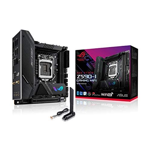 아수스 ASUS ROG Strix Z590 I Gaming WiFi 6E LGA 1200 (Intel 11th/10th Gen) mini ITX Gaming motherboard (PCIe 4.0, 8+2 power stages,Thunderbolt 4 Onboard,2.5 Gb LAN, USB 3.2 Gen 2 front panel