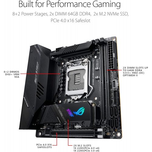 아수스 ASUS ROG Strix Z590 I Gaming WiFi 6E LGA 1200 (Intel 11th/10th Gen) mini ITX Gaming motherboard (PCIe 4.0, 8+2 power stages,Thunderbolt 4 Onboard,2.5 Gb LAN, USB 3.2 Gen 2 front panel