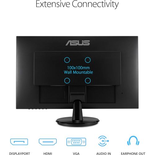 아수스 ASUS 27” 1080P Monitor (VA27DQ) Full HD, IPS, 75Hz, Speakers, Adaptive sync/FreeSync, Low Blue Light, Flicker Free, VESA Mountable, Frameless, HDMI, VGA, DisplayPort, Tilt Adjus