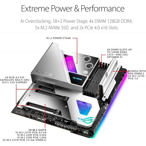 아수스 Asus ROG Maximus XIII Extreme Glacial (WiFi 6E) Z590 LGA 1200(Intel 11th) EATX gaming motherboard (PCIe 4.0,18+2 power stages,integrated EK water block, 5xM.2 slots, 2xThunderbolt