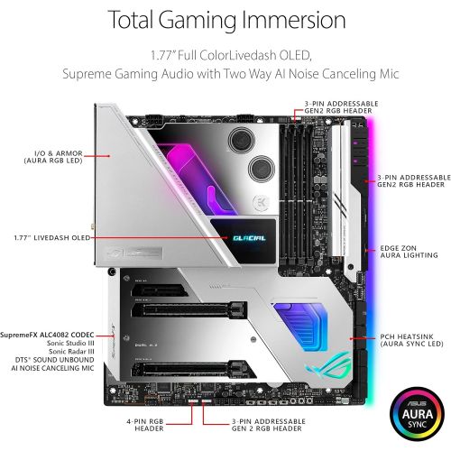 아수스 Asus ROG Maximus XIII Extreme Glacial (WiFi 6E) Z590 LGA 1200(Intel 11th) EATX gaming motherboard (PCIe 4.0,18+2 power stages,integrated EK water block, 5xM.2 slots, 2xThunderbolt