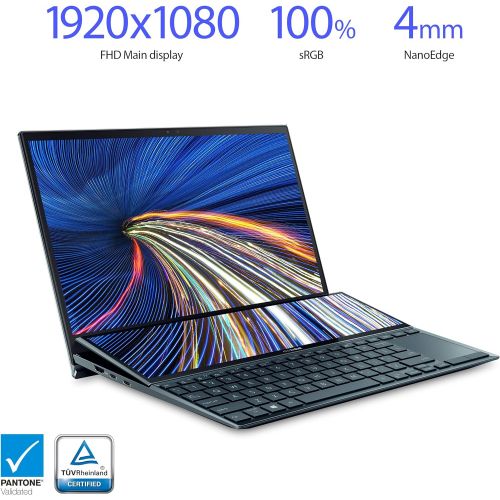 아수스 ASUS ZenBook Duo 14 UX482 14” FHD NanoEdge Touch Display, Intel Evo Platform, Core i7 1165G7, 8GB RAM, 512GB PCIe SSD, Innovative ScreenPad Plus, Windows 10 Home, Celestial Blue, U