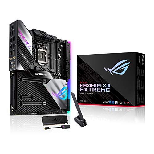 아수스 Asus ROG Maximus XIII Extreme (WiFi 6E) Z590 LGA 1200(Intel 11th/10th Gen) EATX Gaming Motherboard (PCIe 4.0, 18+2 Power Stages, 5X M.2 Slots, 10 Gb &2.5Gb LAN,Thunderbolt 4, 1.77