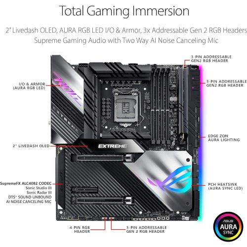 아수스 Asus ROG Maximus XIII Extreme (WiFi 6E) Z590 LGA 1200(Intel 11th/10th Gen) EATX Gaming Motherboard (PCIe 4.0, 18+2 Power Stages, 5X M.2 Slots, 10 Gb &2.5Gb LAN,Thunderbolt 4, 1.77