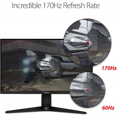 아수스 ASUS TUF Gaming 27” 1440P HDR Monitor (VG27AQGL1A) ZAKU II Edition QHD (2560 x 1440), 170Hz, 1ms, IPS, G SYNC Compatible, Extreme Low Motion Blur Sync, 130% sRGB, Eye Care, Displ