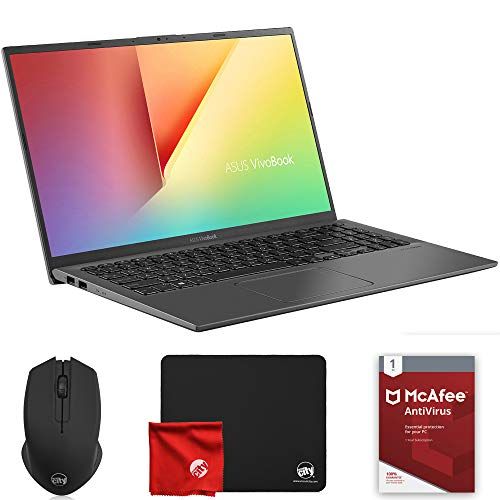 아수스 ASUS VivoBook 15 Ultraslim 15.6 FHD (AMD Ryzen 5 3500U 2.1GHz, 8GB RAM, 512GB SSD, AMD Radeon Vega 8, Windows 10 64 Bit) Laptop Computer Bundle with McAfee Antivirus 1 Year, F512DA