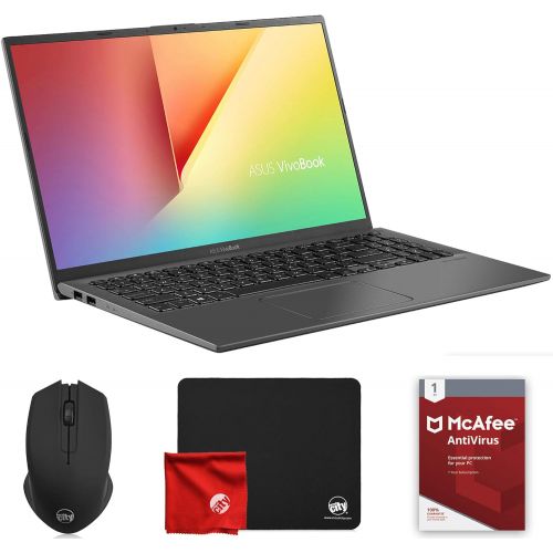 아수스 ASUS VivoBook 15 Ultraslim 15.6 FHD (AMD Ryzen 5 3500U 2.1GHz, 8GB RAM, 512GB SSD, AMD Radeon Vega 8, Windows 10 64 Bit) Laptop Computer Bundle with McAfee Antivirus 1 Year, F512DA