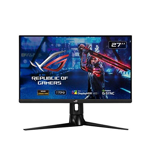 아수스 ASUS ROG Strix 27” 1440P HDR Gaming Monitor (XG27AQ) QHD (2560 x 1440), Fast IPS, 170Hz, 1ms, G SYNC Compatible, Extreme Low Motion Blur Sync, Eye Care, HDMI DisplayPort USB 3.0