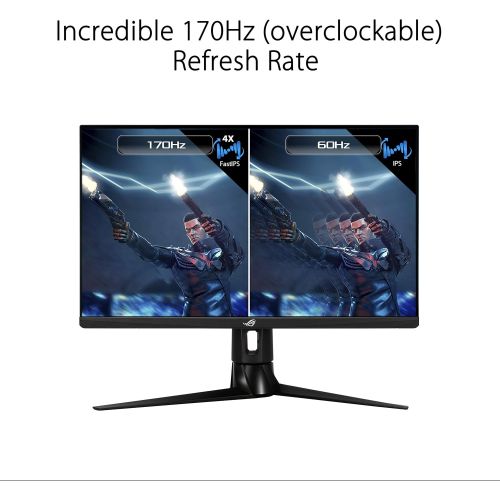 아수스 ASUS ROG Strix 27” 1440P HDR Gaming Monitor (XG27AQ) QHD (2560 x 1440), Fast IPS, 170Hz, 1ms, G SYNC Compatible, Extreme Low Motion Blur Sync, Eye Care, HDMI DisplayPort USB 3.0