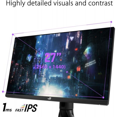 아수스 ASUS ROG Strix 27” 1440P HDR Gaming Monitor (XG27AQ) QHD (2560 x 1440), Fast IPS, 170Hz, 1ms, G SYNC Compatible, Extreme Low Motion Blur Sync, Eye Care, HDMI DisplayPort USB 3.0