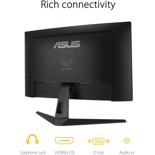 아수스 ASUS TUF Gaming VG27VH1B 27” Curved Monitor, 1080P Full HD, 165Hz (Supports 144Hz), Extreme Low Motion Blur, Adaptive sync, FreeSync Premium, 1ms, Eye Care, HDMI D Sub, BLACK