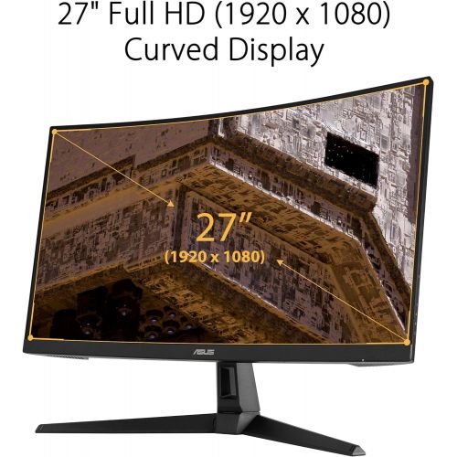 아수스 ASUS TUF Gaming VG27VH1B 27” Curved Monitor, 1080P Full HD, 165Hz (Supports 144Hz), Extreme Low Motion Blur, Adaptive sync, FreeSync Premium, 1ms, Eye Care, HDMI D Sub, BLACK