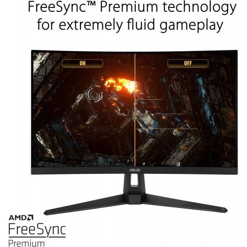 아수스 ASUS TUF Gaming VG27VH1B 27” Curved Monitor, 1080P Full HD, 165Hz (Supports 144Hz), Extreme Low Motion Blur, Adaptive sync, FreeSync Premium, 1ms, Eye Care, HDMI D Sub, BLACK