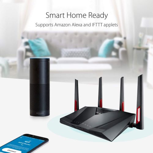 아수스 ASUS AC3100 WiFi Gaming Router (RT AC88U) Dual Band Gigabit Wireless Router, WTFast Game Accelerator, Streaming, AiMesh Compatible, Included Lifetime Internet Security, Adaptive