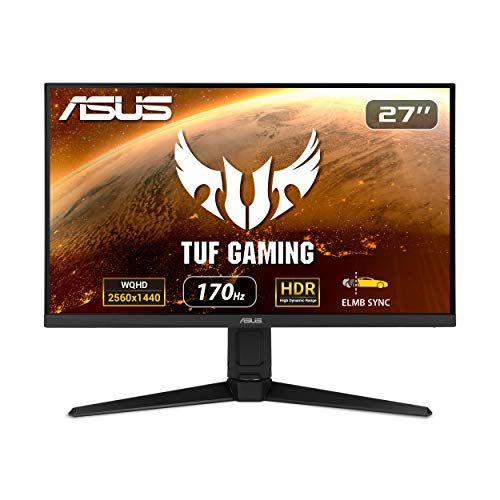 아수스 ASUS TUF Gaming 27 2K Monitor (VG27AQL1A) WQHD (2560 x 1440), IPS, 170Hz (Supports 144Hz), 1ms, Extreme Low Motion Blur, DisplayHDR, Speaker, G SYNC Compatible, VESA Mountable, D