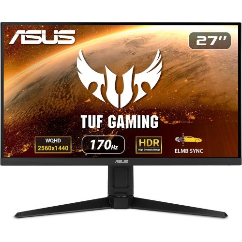 아수스 ASUS TUF Gaming 27 2K Monitor (VG27AQL1A) WQHD (2560 x 1440), IPS, 170Hz (Supports 144Hz), 1ms, Extreme Low Motion Blur, DisplayHDR, Speaker, G SYNC Compatible, VESA Mountable, D