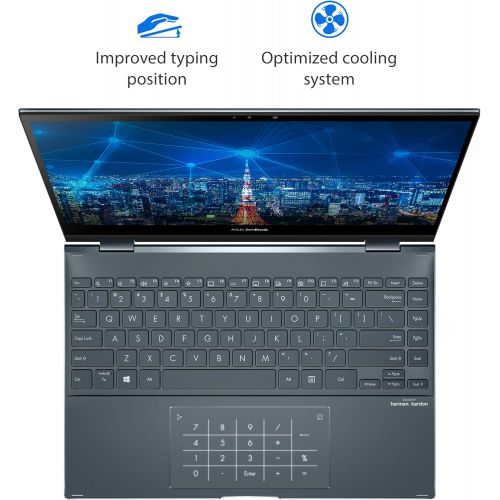 아수스 ASUS ZenBook Flip 13 OLED Ultra Slim Convertible Laptop, 13.3” OLED FHD Touch Screen, Intel Evo Platform Core i7 1165G7 Processor, 16GB RAM, 1TB SSD, Windows 10 Home, Pine Grey, UX