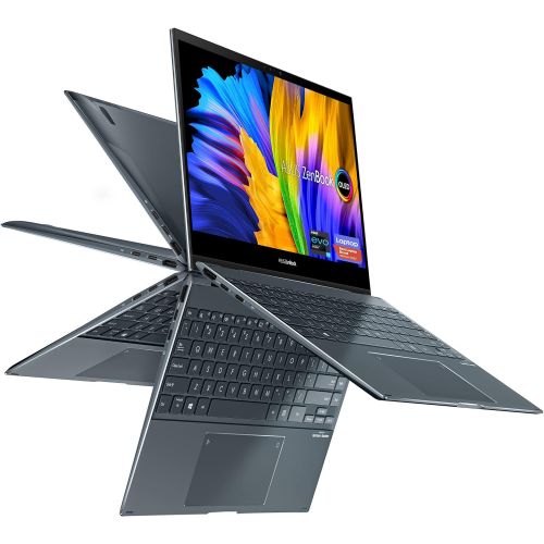 아수스 ASUS ZenBook Flip 13 OLED Ultra Slim Convertible Laptop, 13.3” OLED FHD Touch Screen, Intel Evo Platform Core i7 1165G7 Processor, 16GB RAM, 1TB SSD, Windows 10 Home, Pine Grey, UX