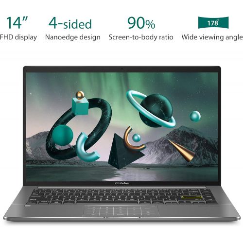 아수스 ASUS VivoBook S14 S435 Thin and Light Laptop, 14” FHD Display, Intel Evo platform, i7 1165G7 CPU, 8GB LPDDR4X RAM, 512GB PCIe SSD, Thunderbolt 4, AI noise cancellation, Deep Green,