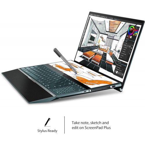 아수스 ASUS ZenBook Pro Duo UX581 Laptop, 15.6” 4K UHD NanoEdge Touch Display, Intel Core i7 10750H, 16GB RAM, 1TB PCIe SSD, GeForce RTX 2060, ScreenPad Plus, Windows 10 Pro, Celestial B