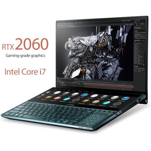 아수스 ASUS ZenBook Pro Duo UX581 Laptop, 15.6” 4K UHD NanoEdge Touch Display, Intel Core i7 10750H, 16GB RAM, 1TB PCIe SSD, GeForce RTX 2060, ScreenPad Plus, Windows 10 Pro, Celestial B