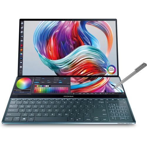 아수스 ASUS ZenBook Pro Duo UX581 Laptop, 15.6” 4K UHD NanoEdge Touch Display, Intel Core i7 10750H, 16GB RAM, 1TB PCIe SSD, GeForce RTX 2060, ScreenPad Plus, Windows 10 Pro, Celestial B