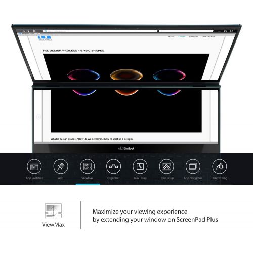 아수스 ASUS ZenBook Pro Duo UX581 Laptop, 15.6” 4K UHD NanoEdge Touch Display, Intel Core i7 10750H, 16GB RAM, 1TB PCIe SSD, GeForce RTX 2060, ScreenPad Plus, Windows 10 Pro, Celestial B