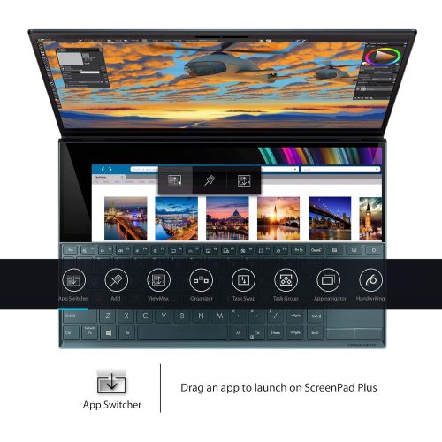 아수스 ASUS ZenBook Duo UX481 14” FHD NanoEdge Bezel Touch, Intel Core i7 10510U, 8GB RAM, 512GB PCIe SSD, Innovative ScreenPad Plus, Windows 10 Home, UX481FA DB71T, Celestial Blue