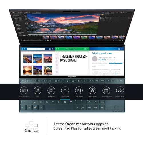 아수스 ASUS ZenBook Duo UX481 14” FHD NanoEdge Bezel Touch, Intel Core i7 10510U, 8GB RAM, 512GB PCIe SSD, Innovative ScreenPad Plus, Windows 10 Home, UX481FA DB71T, Celestial Blue