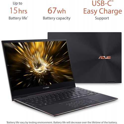 아수스 ASUS ZenBook Flip S 13 Ultra Slim Laptop, 13.3” 4K UHD OLED Touch Display, Intel Core i7 1165G7 CPU, Intel Iris Xe, 16GB RAM, 1TB SSD, Thunderbolt 4, TPM, Windows 10 Pro, Jade Blac