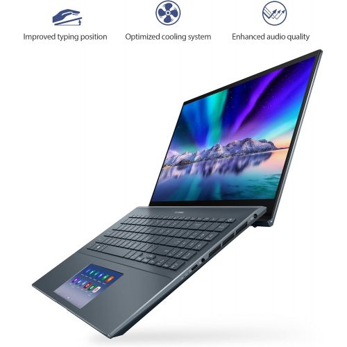 아수스 ASUS ZenBook 15 Ultra Slim Laptop, 15”FHD Touch Display, Intel Core i7 10750H, GeForce GTX 1650 Ti, 16GB RAM, 1TB SSD, Innovative ScreenPad 2.0, Thunderbolt 3, Windows 10 Pro, Pine