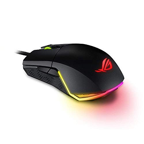 아수스 ASUS Optical Gaming Mouse - ROG Pugio Ergonomic & Truly Ambidextrous PC Gaming Mouse Configurable & Swappable Side Buttons 7200 DPI Optical Sensor Aura Sync RGB, ROG Armoury II