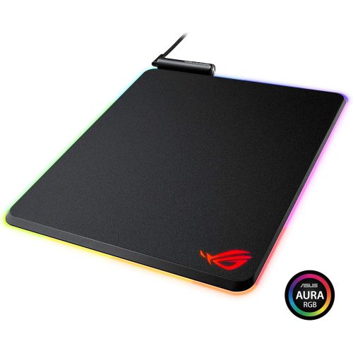 아수스 ASUS ROG Balteus RGB Gaming Mouse Pad - USB Port Aura Sync RGB Lighting Hard Micro-Textured Gaming-Optimized Surface & Nonslip Rubber Base