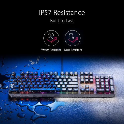 아수스 ASUS Mechanical Gaming Keyboard - ROG Strix Scope RX Red Optical Mechanical Switches USB 2.0 Passthrough 2X Wider Ctrl Key for Greater FPS Precision Aura Sync, Armoury Crate RGB Li