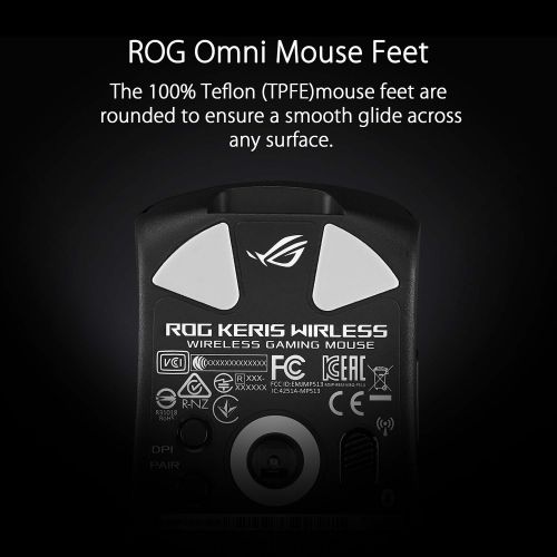 아수스 ASUS ROG Keris Wireless Lightweight Gaming Mouse (ROG 16,000 DPI sensor, push-fit switch sockets, swappable side buttons, ROG Omni Mouse feet, ROG Paracord and Aura Sync RGB lighti