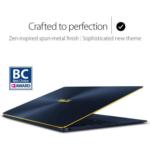 아수스 ASUS ZenBook 3 UX390UA 12.5 Ultraportable Laptop Intel Core i7-7500U KabyLake 16GB RAM 512GB PCIe SSD with Fingerprint Sensor and Harman Kardon Audio, Blue