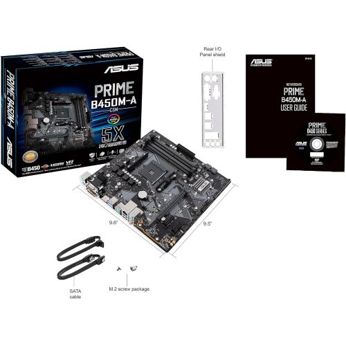 아수스 ASUS Prime B450M-A/CSM AMD AM4 (3rd/2nd/1st Gen Ryzen Micro-ATX commercial motherboard (1Gb LAN, ECC Memory, D-Sub/HDMI/DVI-D, TPM header, COM port, ASUS Control Center Express)