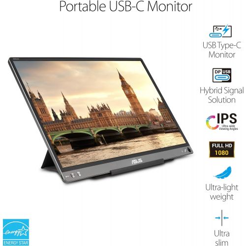아수스 [무료배송]아수스 젠스크린 ASUS ZenScreen MB16ACE 15.6인치 Portable USB Type-C Monitor Full HD (1920 x 1080) IPS Eye Care with Lite Smart Case External screen for laptop,Dark Gray